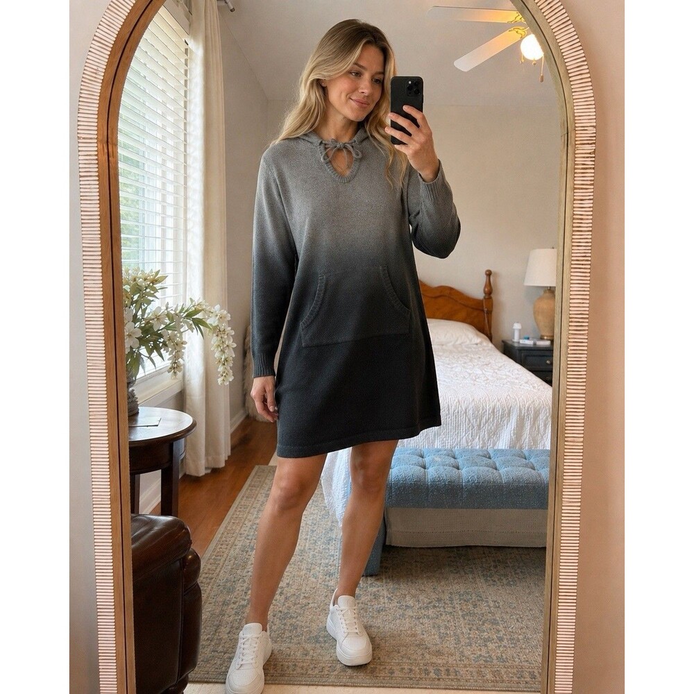 Torrid Ombre Hoodie Sweater Dress Gray Black Cotton Kangaroo Pocket Size 1 (S-M)